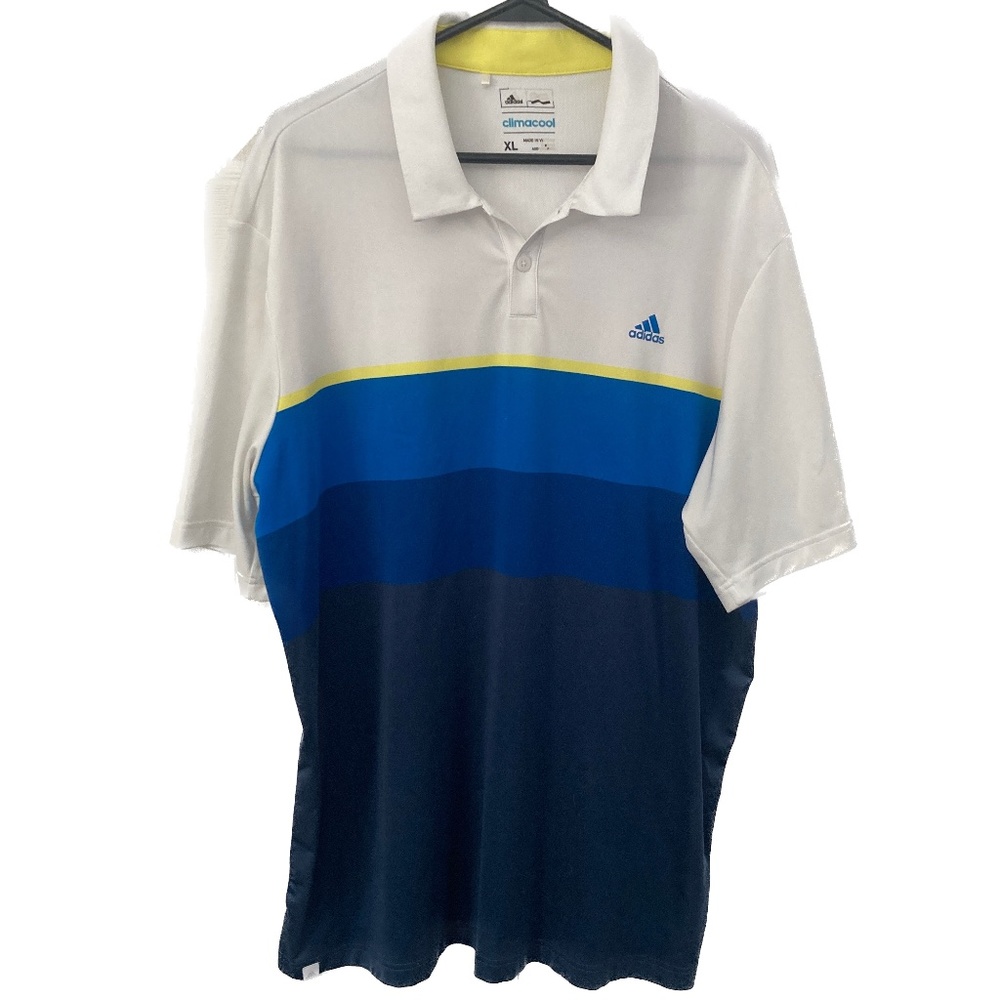 Adidas Climacool Golf Polo Shirt, Men's XL, Blue x White